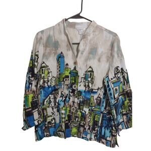 Christopher and banks Art‎ to wear Blouse Size Small Bohemian Funky Boxy Artsy